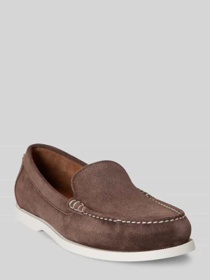 Loafersy z prawdziwej skóry bydlęcej welurowej model 'MERTON' Polo Ralph Lauren Ciemnobrązowy