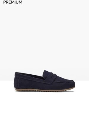 Loafersy ze skóry welurowej bonprix