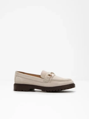 Loafersy ze sprzączką BonPrix beżowy