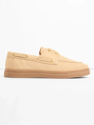 Loafersy ze sznurowaniem BonPrix beżowy