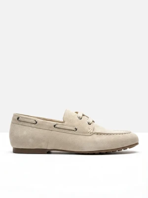 Loafersy ze sznurowaniem BonPrix beżowy