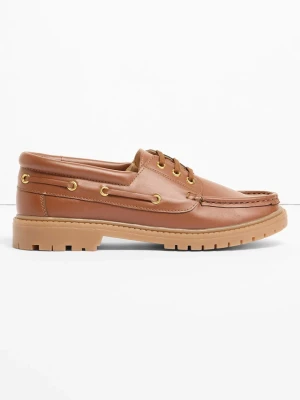 Loafersy ze sznurowaniem BonPrix brązowy