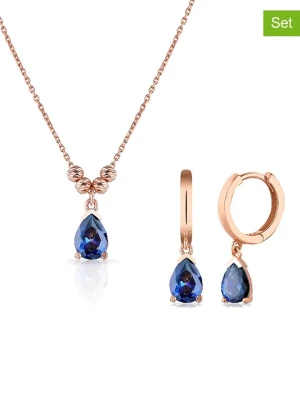 Lodie Silver 2-częściowy zestaw pozłacanej biżuterii z cyrkoniami - dł. 43 cm rozmiar: onesize