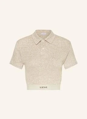 Loewe Krótka Dzianinowa Koszulka beige