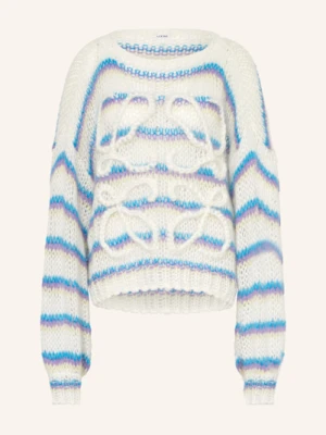 Loewe Sweter Oversize Anagram Z Dodatkiem Moheru weiss