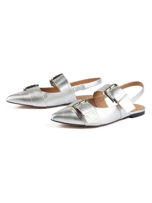 loft37 Skórzane baleriny w kolorze srebrnym rozmiar: 39