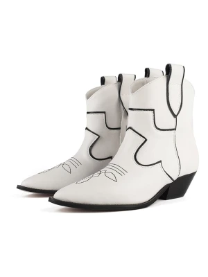 loft37 Skórzane botki w kolorze czarno-białym rozmiar: 40
