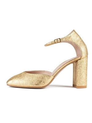 loft37 Skórzane czółenka "East Of The Sun" w kolorze złotym z paskiem rozmiar: 40