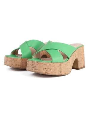 loft37 Skórzane klapki w kolorze zielonym rozmiar: 39