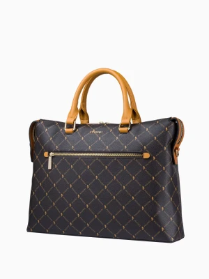 Logowana brązowa torba damska na laptopa 13 cali typu aktówka Puccini