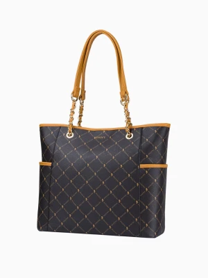 Logowana torebka typu shopper z uchwytami na łańcuszku Puccini