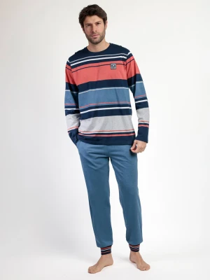 Lois Piżama "Rayas Burnt" w kolorze niebiesko-koralowym rozmiar: M