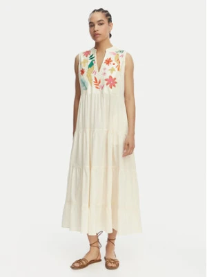 LOLA CASADEMUNT Sukienka letnia LS2616006 Kremowy Relaxed Fit