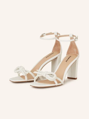 Lola Cruz Sandały Na Obcasie Caroline Z Ozdobnymi Perełkami weiss