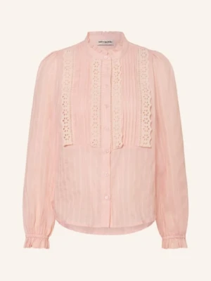 Lollys Laundry Bluzka Arielll Z Falbanami I Koronką Ażurową rosa