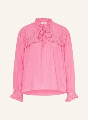 Lollys Laundry Bluzka Gemmall Z Falbankami I Dziurkowaną Koronką pink