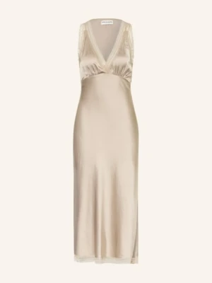 Lollys Laundry Satynowa Sukienka Clarill Z Koronką beige