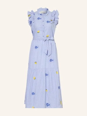 Lollys Laundry Sukienka Harrietll Z Falbankami blau beżowy
