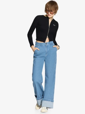 Long Pants Work spodnie jeansy damskie niebieskie Prosto