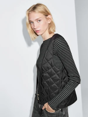 Long Trench Coat Inner Waistcoat - Czarny - - Massimo Dutti - Female