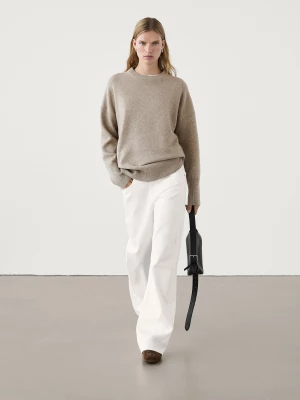 Long Wool Blend Sweater - Szarobrązowy - - Massimo Dutti - Kobieta