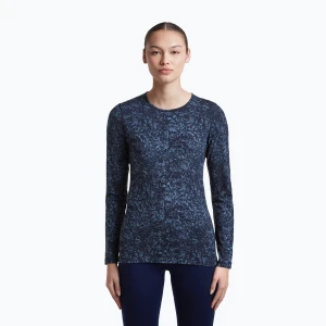 Longsleeve damski icebreaker Merino 200 Oasis Crewe Moss Bloom navy / dawn / aop Granatowy