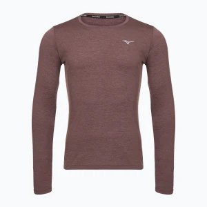 Longsleeve do biegania męski Mizuno Core Impulse Long Sleeve Tee pepper corn Brązowy