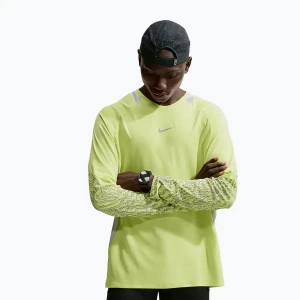 Longsleeve do biegania męski Nike Stride light lemon twist / grey fog Zielony