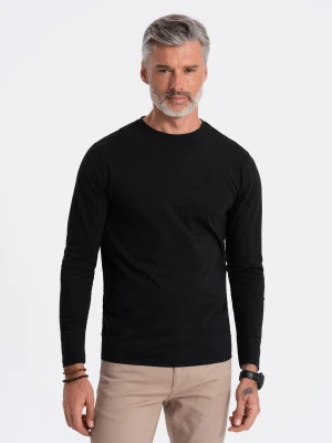 Longsleeve męski BASIC z okrągłym dekoltem - czarny V1 - Rozmiar: XL Ombre Clothing