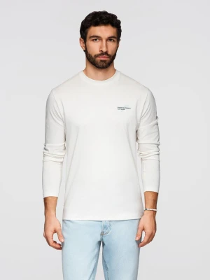 Zdjęcie produktu Longsleeve męski bawełniany z okrągłym dekoltem - biały V3 - Rozmiar: M Ombre Clothing