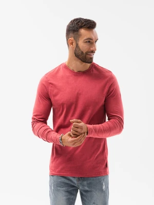 Longsleeve męski bez nadruku - czerwony V3 Ombre Clothing