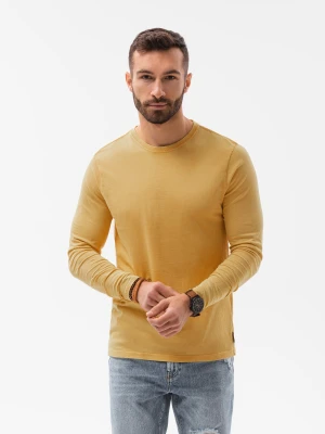 Longsleeve męski bez nadruku - musztardowy V1 - Rozmiar: XXL Ombre Clothing