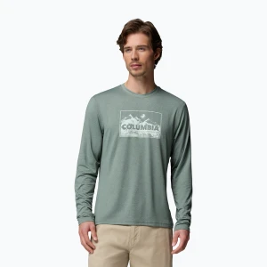 Longsleeve męski Columbia Parsons Point Graphic Tee sedona sage heather framed peakscape Zielony