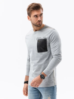 Zdjęcie produktu Longsleeve męski z kieszonką - szary melanż V3 - Rozmiar: M Ombre Clothing