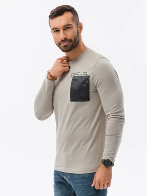 Longsleeve męski z kieszonką - szary V2 - Rozmiar: S Ombre Clothing