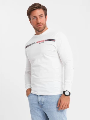 Longsleeve męski z nadrukiem - biały 2 Ombre Clothing