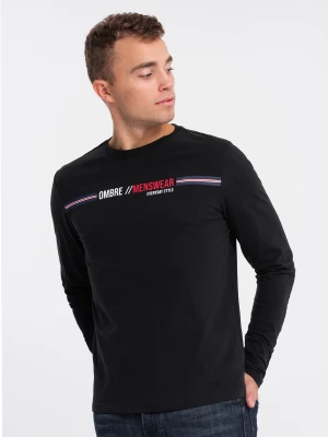 Longsleeve męski z nadrukiem - czarny V1 OM-LSPT-0119
 -                                    S Ombre