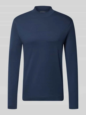 Longsleeve o kroju regular fit z czystej bawełny ze stójką Christian Berg Ciemnoniebieski