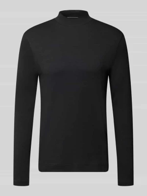 Longsleeve o kroju regular fit z czystej bawełny ze stójką Christian Berg Czarny