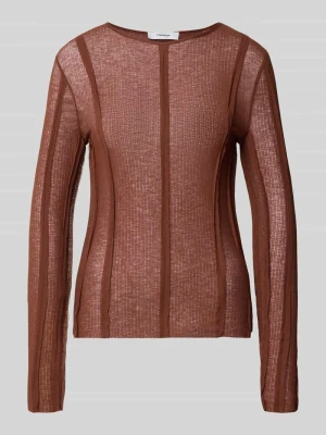 Longsleeve o kroju slim fit w półprzezroczystym designie model 'Belma' Topshop Orzechowy