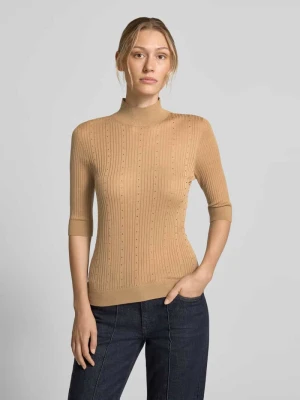 Longsleeve o kroju slim fit z czystej wełny merino Model 'Maglia Costine' Liu Jo Camel