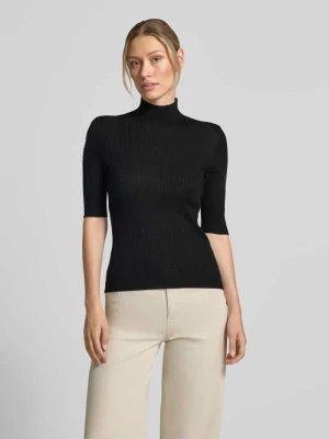 Longsleeve o kroju slim fit z czystej wełny merino Model 'Maglia Costine' Liu Jo Czarny