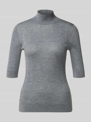 Longsleeve o kroju slim fit z czystej wełny merino Model 'Maglia Costine' Liu Jo Jasnoszary