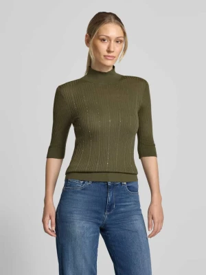Longsleeve o kroju slim fit z czystej wełny merino Model 'Maglia Costine' Liu Jo Khaki