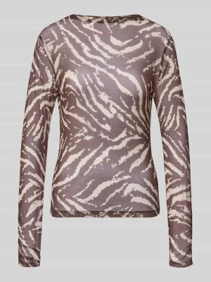 Longsleeve o półprzezroczystym designie w kroju slim fit comma Ciemnobrązowy
