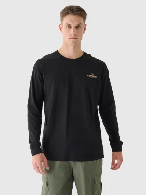 Longsleeve oversize z nadrukiem męski - czarny 4F