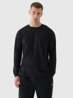 Longsleeve oversize z nadrukiem męski - czarny 4F