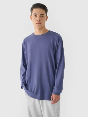 Longsleeve oversize z nadrukiem męski - niebieski 4F