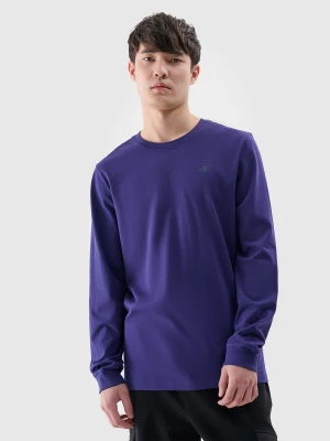 Longsleeve regular gładki męski - granatowy 4F