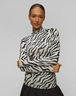 Longsleeve techniczny damski J.Lindeberg Ella Print Compression Top biało-czarny J Lindeberg